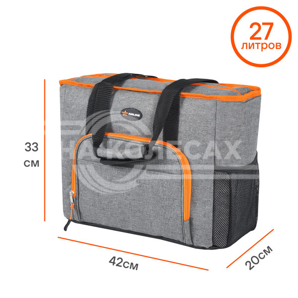 Сумка-холодильник (термосумка)&quot;Пляжная&quot;, 27л, 42*33*20см, водонепр.,сер.