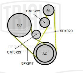 Ролик приводного ремня с натяжным механизмом для автомобилей Ford Kuga (08-)/Volvo S40 (04-) 2.4i/2.5i генератора
