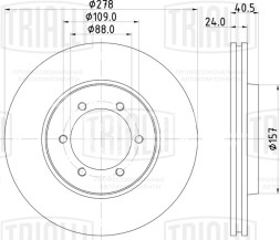 Диск тормозной передний для автомобилей SsangYong Korando (95-) / Musso (93-) / Rexton (02-) d=278