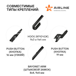 Щетки стеклоочистителя 650/350мм (26&quot;/14&quot;) бескаркасные для а/м Toyota Corolla (07-13), LADA ВАЗ XRAY (15-), Kia Ceed (12-), 2 шт. 4 типа адптр