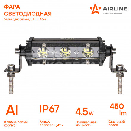Фара (балка) светодиодная однорядная, 3LED, направленный свет, 4.5Вт, 108x30x47мм, 12/24В