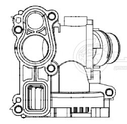Корпус термостата для автомобилей VW Passat B6 (05-)/Skoda Octavia A5 (04-) 1.8T/2.0T (с пластиковым корпусом, с датчиком)