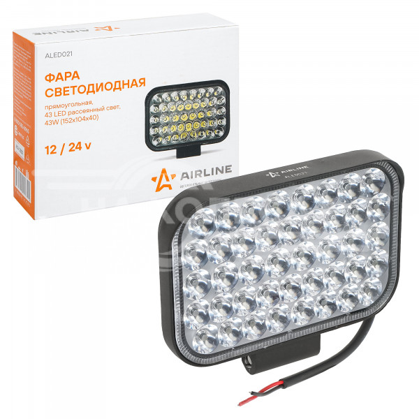Фара светодиодная прямоугольная 42LED, направленный свет, 42Вт, 152х104х40мм, 12/24В