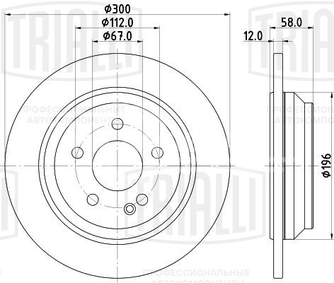 Диск тормозной задний для автомобилей Mercedes V-Class / Vito (W447) (14-) d=300