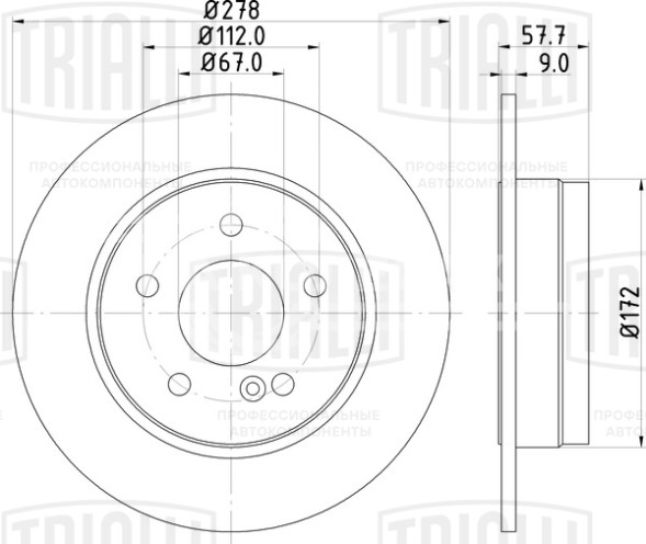 Диск тормозной задний для автомобилей Mercedes-Benz C (W204) (07-) d=278 окрашенный