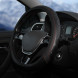 Оплетка на руль, искусст. кожа, рельефная, черная, красн. прошивка, 38 см/М