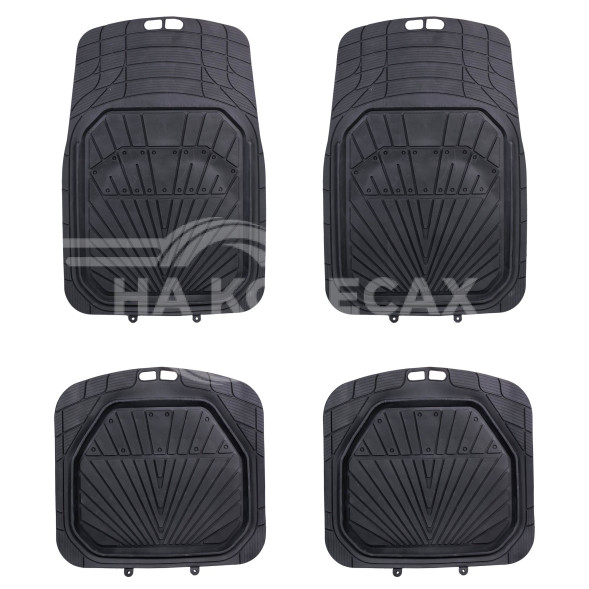 Ковры в салон с выс. бортиком, ПВХ, универсальные, черные, компл. 4 шт.