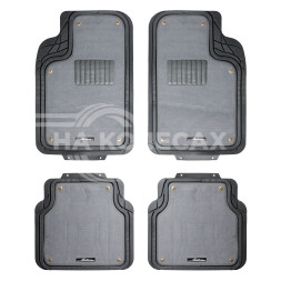 Ковры полимерные с отстегивающимся ковролином в салон автомобиля универсальные, цвет сер./черн., компл. 4 шт.