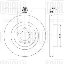Диск тормозной передний для автомобилей Land Rover Discovery (04-) 4.4i / Range Rover Sport (05-) 4.4i d=337
