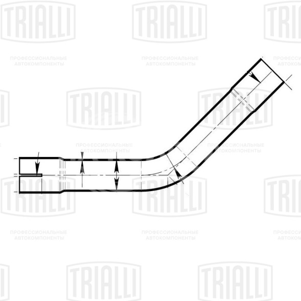 Труба с гибом развальцованная d=43, угол 45 (алюминизированная сталь)