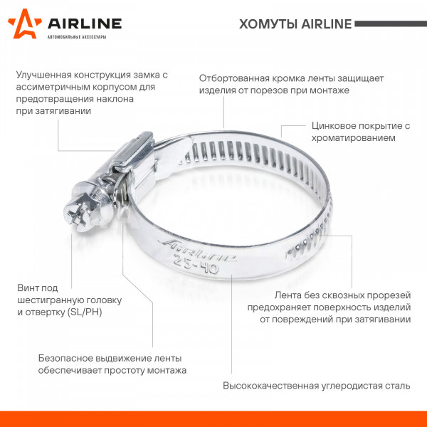 Хомут 16-25/9мм, червячный, усиленный, W1(оцинк), 1 шт.