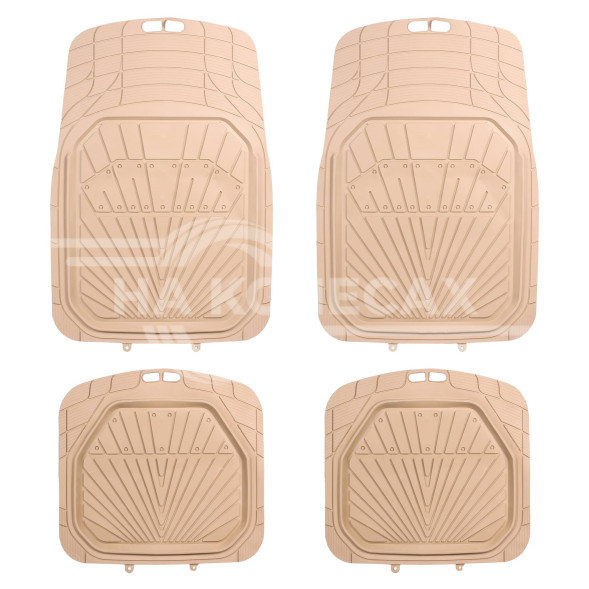 Ковры в салон с выс. бортиком, ПВХ, универсальные, бежевые, компл. 4 шт.