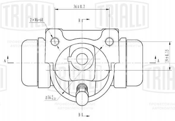 Цилиндр тормозной задний для автомобилей Peugeot Expert (96-) левый/правый d=19мм