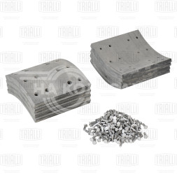 Накладка тормозной колодки для прицепов с СЗАП (мост L1-12T), ремонтный комплект 8 шт. с заклепками R1