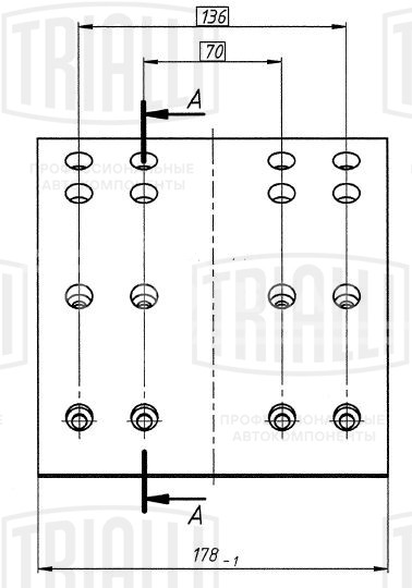 Накладка тормозной колодки для прицепов с СЗАП (мост L1-12T), ремонтный комплект 8 шт. с заклепками R1