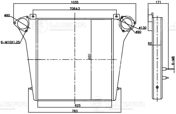 ОНВ (радиатор интеркулера) для автомобилей КАМАЗ 6520