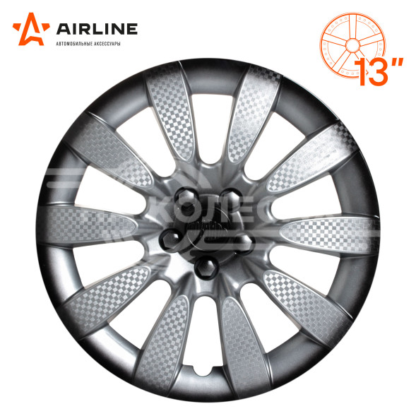 Колпаки колесные 13&quot; &quot;Торнадо +&quot;, серебристо-черный, карбон, компл. 2 шт.