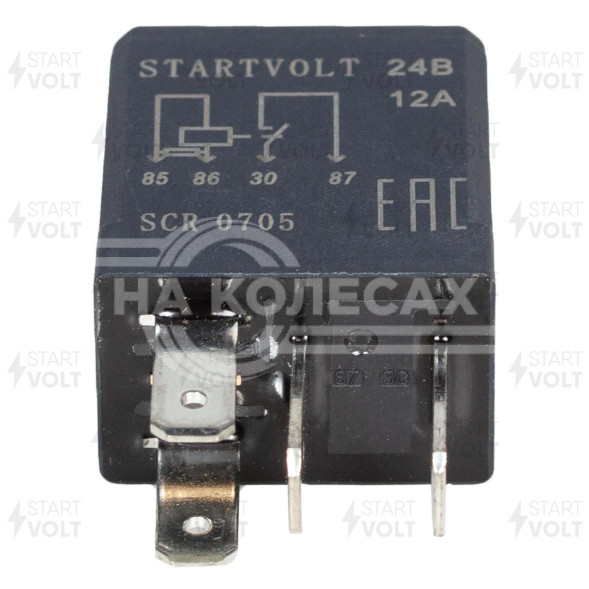 Реле автомобиное 4 контакта 24V 12А (с резистором, без кронштейна)