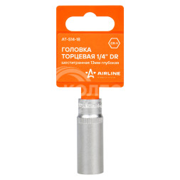 Головка торцевая 1/4" DR шестигранная 13мм глубокая пласт. подвес