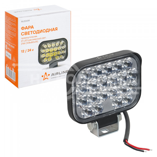 Фара светодиодная прямоугольная 21LED, направленный свет, 21Вт, 108х80х35мм, 12/24В