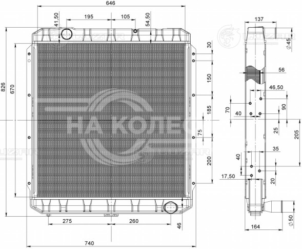 Радиатор охлаждения для автомобилей КАМАЗ 4308