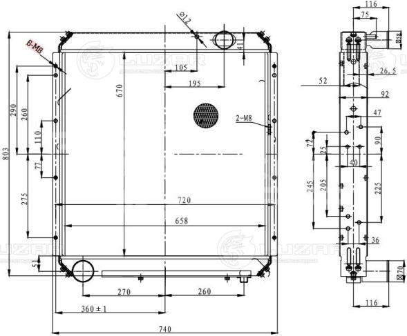 Радиатор охлаждения для автобусов ЛиАЗ 5256