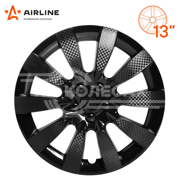 Колпаки колесные 13&quot; &quot;Торнадо&quot;, черный глянец, карбон, компл. 2 шт.