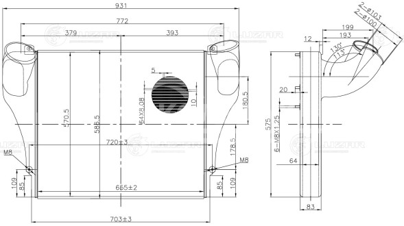 OHB (радиатор интеркулера) для автомобилей КАМАЗ 54115