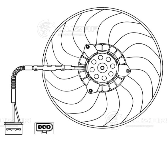 Электровентилятор охлаждения без кожуха для автомобилей Skoda Octavia (96-)/VW Golf IV (96-) (1 скор.)