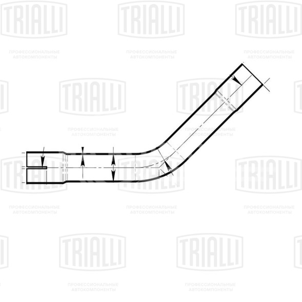 Труба с гибом развальцованная d=51, угол 45 (алюминизированная сталь)