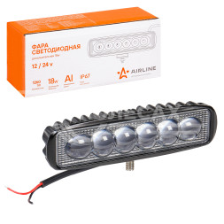 Фара светодиодная прямоугольная 6LED, направленный свет (4D линза), 18Вт, 157х42х40мм, 12/24В