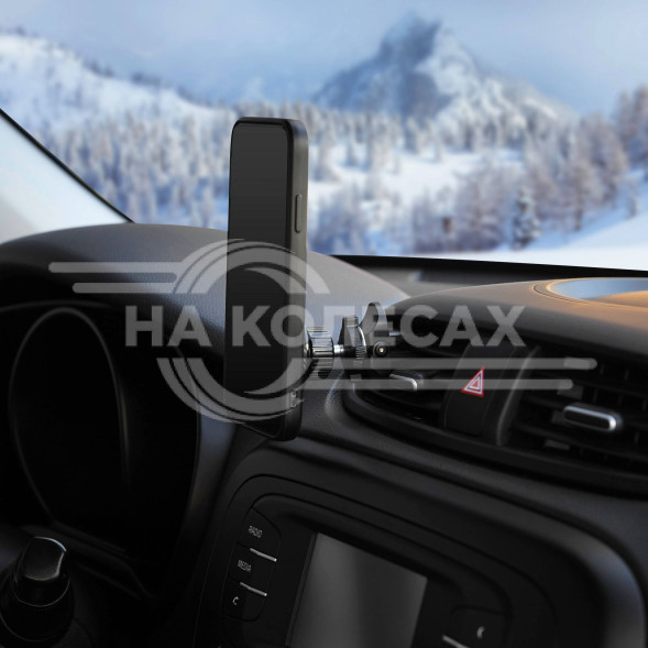 Держатель для телефона автомобильный в дефлектор прищепка с гайкой магнитный круглый регулируемый