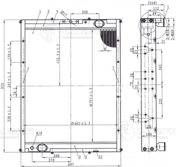 Радиатор охлаждения для автомобилей KАМАЗ 65115