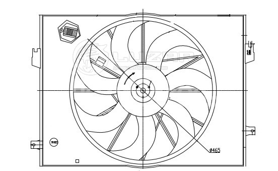 Электровентилятор охлаждения для автомобилей Hyundai Sportage II (04-)/Tucson (04-) (с кожухом и резист.) (тип Doowon)