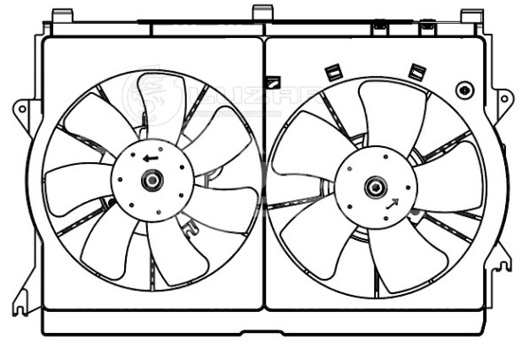 Электровентилятор охлаждения для автомобилей Toyota Avensis (03-) 2.0i/2.4i (2 вент.) (с кожухом)