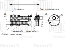 Глушитель универсальный (круглый) D=190, L=700, d=60, смещение 42 мм (алюминизированная сталь)