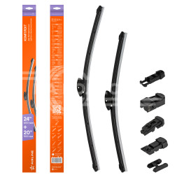 Щетки стеклоочистителя 600/500мм (24&quot;/20&quot;) бескаркасные для а/м Toyota Camry (06-11), Kia Sorento (12-), BMW X5 (06-18), X6 (07/14), Range Rover (13-), 2 шт. 6 типов адптр