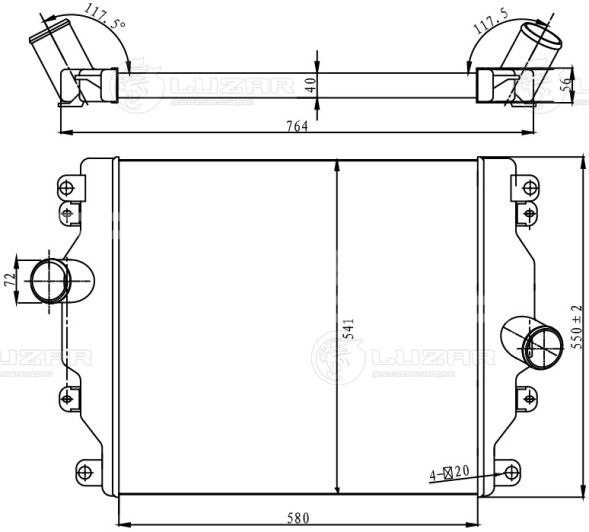 ОНВ (радиатор интеркулера) для автомобилей ГАЗон Next (18-) с дв. ЯМЗ 534 (10т)