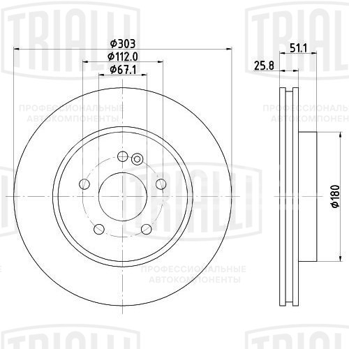 Диск тормозной передний для автомобилей Mercedes M-Class (W163) (97-) d=303
