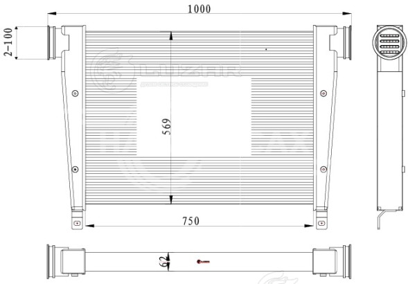 ОНВ (радиатор интеркулера) для автобусов ЛиАЗ 5292 с дв. ЯМЗ 536