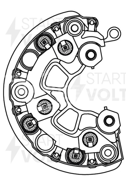Мост диодный генератора для автомобилей Renault Megane II-III 1.4i/1.6i/1.5dCi (VDB 0906)
