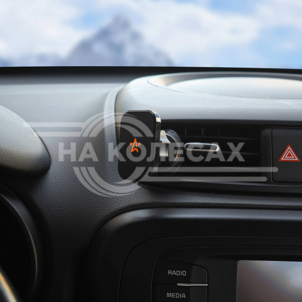 Держатель для телефона автомобильный в дефлектор крюк фиксатор магнитный прямоугольный регулируемый