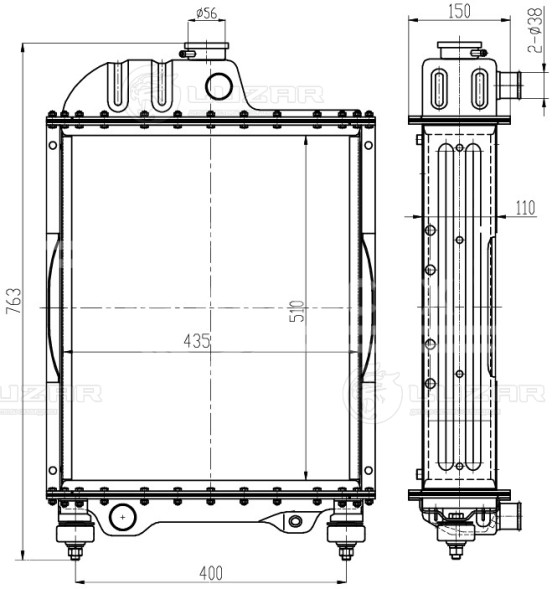 Радиатор охлаждения алюм. для трактора МТЗ-80/82 (4-х ряд.)