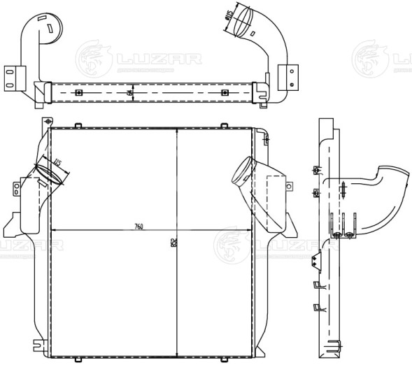 ОНВ (радиатор интеркулера) для автомобилей MB Actros MP1 (96-)/MP2/MP3 (03-)