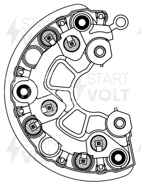 Мост диодный генератора для автомобилей VAG Touareg (02-)/Transporter T4 (96-)/Cayenne (03-) 3.2i (VDB 1001)