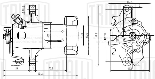 Суппорт тормозной для автомобилей Skoda Octavia (96-) задний левый d=41мм