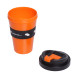 Кружка для кофе и др. напитков, герм. крышка, 350 мл., пластик, черн./оранж.