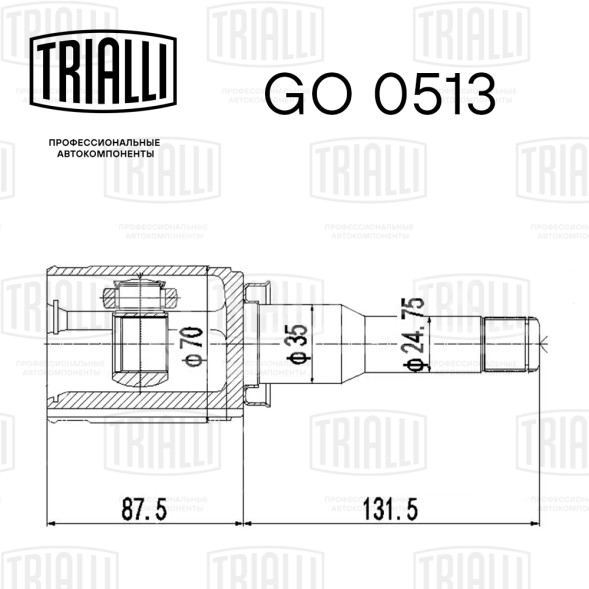ШРУС внутренний левый для автомобилей Aveo T300 (11-) 1.6i AT