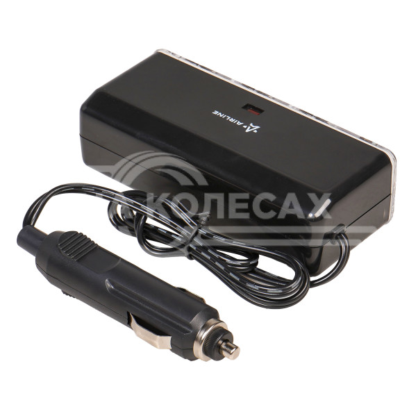 Разветвитель прикуривателя 3 гнезда 5А + USB (черный)