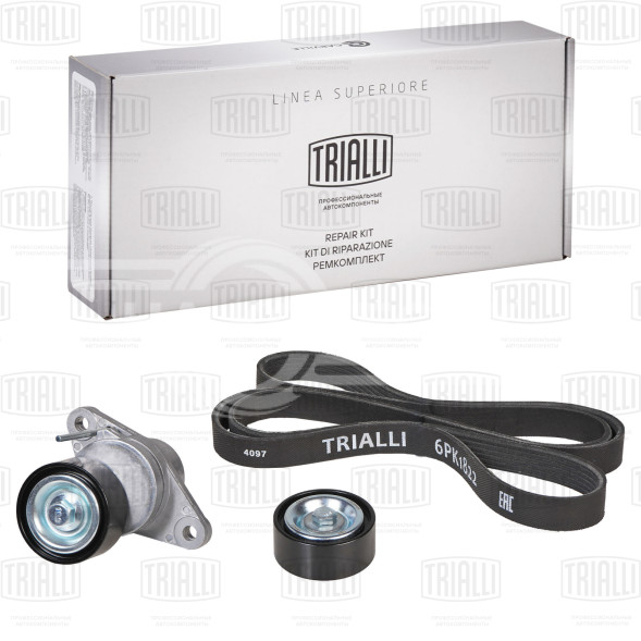 Ремкомплект привода для автомобилей Лада Largus  (12-)/Logan (04-) 1.6i [К4M; К7M] A/C ГУР (ремень 6PK1822 + натяжитель + опорный ролик)